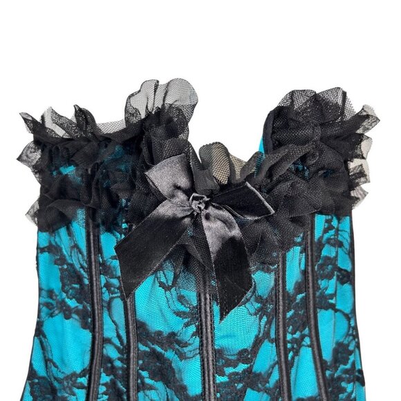 Torrid Bustier Corset 0/12 Bow Satin Ruffle Coquette Romantic Date Streetwear - Picture 5 of 11
